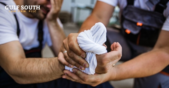 worker with injured hand
