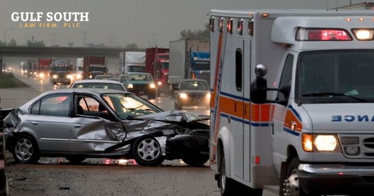 ambulance and car in a car accident